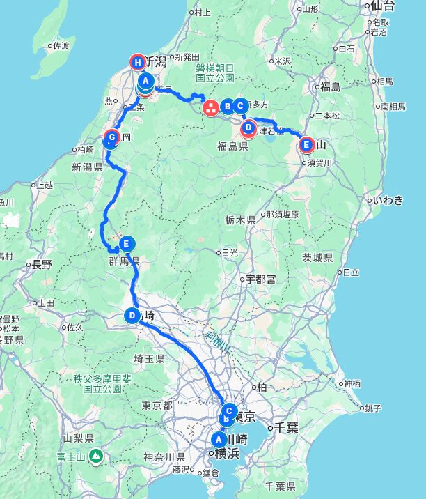 2013年冬　青春18きっぷの旅　１～２日目　神奈川～群馬～新潟～福島