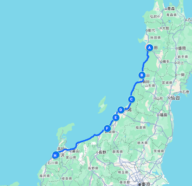 2014年春　北海道東北の旅　８日目　秋田～山形～新潟～石川