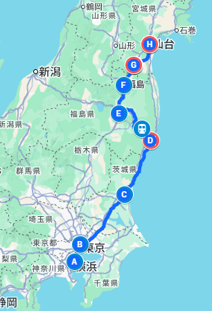 2014年春　北海道＆東日本パスの旅　１日目　神奈川～福島～宮城