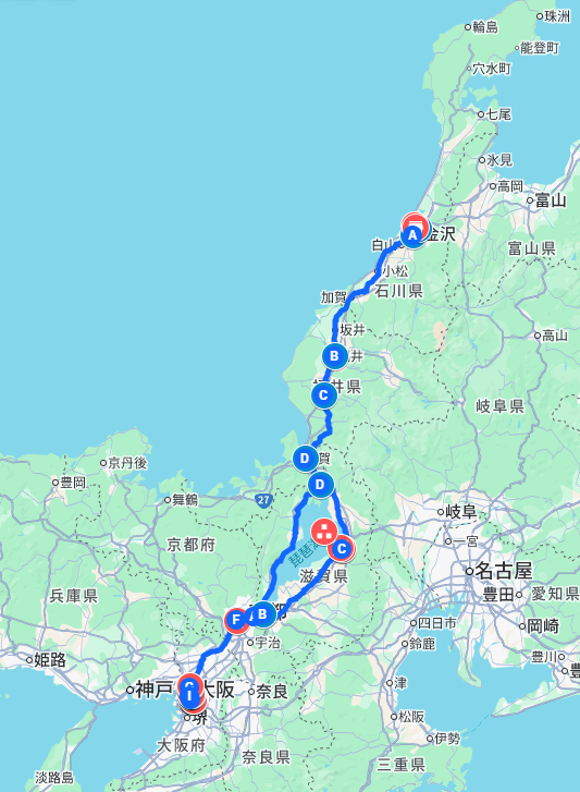 2014年春　青春18きっぷの旅　１泊２日　石川～福井～大阪～京都～滋賀～福井～石川