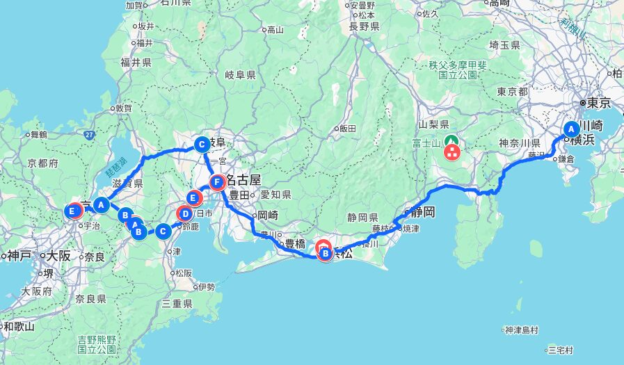 2014年春　青春18きっぷの旅　１～２日目　神奈川～静岡～京都～滋賀～三重～愛知